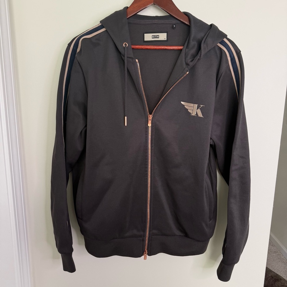 Kith Hooded Track Jacket Battleship Size XS